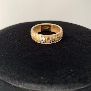 14k Floral Ring, Wedding Band Two-tone B&M
